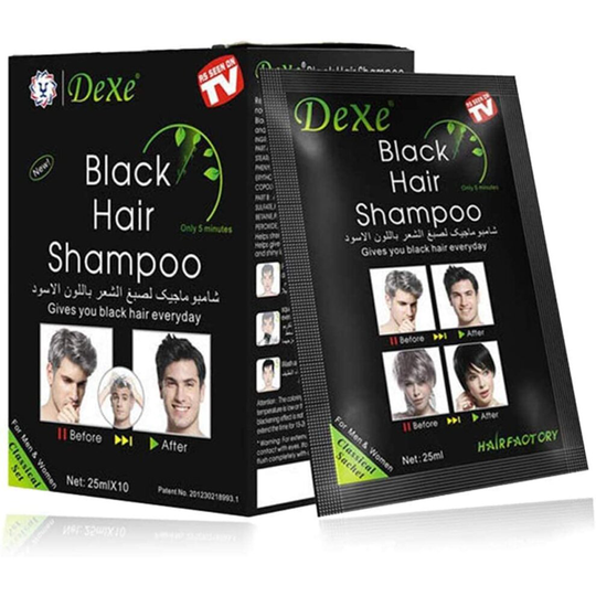 10 PCS Dexe Black Hair Shampoo Instant Hair Dye for Men Women Black Color - Temporary Hair Dye- for Woman & Man