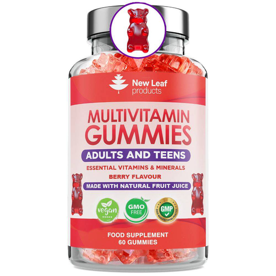 New Leaf Products Multivitamin Gummies For Adults & Teens Essential Daily Chewable Vitamins & Minerals Vegan 60 Gummies