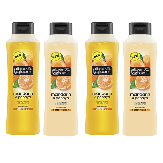 (2x Shampoo & 2x Conditioner - Mandarin & Papaya) Alberto Balsam Hair Shampoo & Conditioner 350ml Bottle