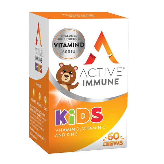 Active Immune For Kids Vitamin D, C & Zinc Vitamins For Kids Immune System 60 Orange Flavoured Chews