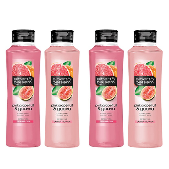 (2x Shampoo & 2x Conditioner - Pink Grapefruit & Guava) Alberto Balsam Hair Shampoo & Conditioner 350ml Bottle