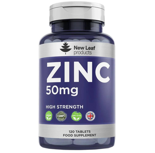 New Leaf Products Zinc Tablets 50Mg 365 Vegan Zinc Supplements High Strength (1 Year Value Supply) 120 Tablets