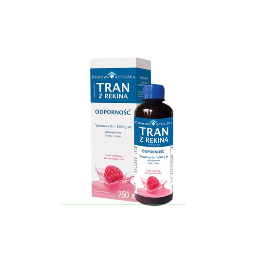 Shark oil, raspberry flavor, Tran z rekina , smak malinowy ,250 ml