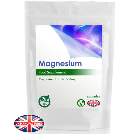 Magnesium Citrate (30 Capsules) 600mg (V) Muscle & Nervous System, UK