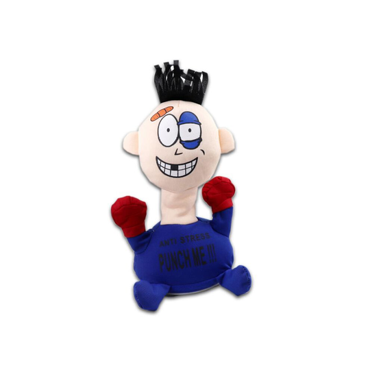 (Blue) Punch Me Soft Stuffed Anti Stress Electric Plush Toys Doll Electric Xmas Gifts