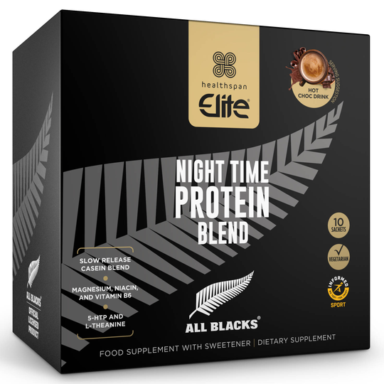Healthspan Elite All Blacks Night Time Protein Blend Hot Chocolate 10 Sachets