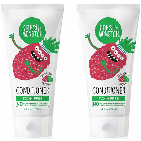 Fresh Monster Natural, Toxin-free Kids Hair Conditioner, Strawberry Smoothie, 2Count, 6 oz