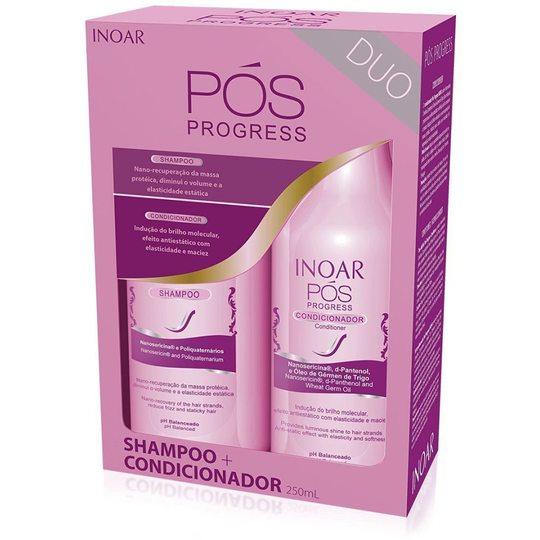 Shampoo and Conditioner - Duo Pos Progress Hair Care Set - Hair Conditioning Treatment - 250ml x 2 - Inoar