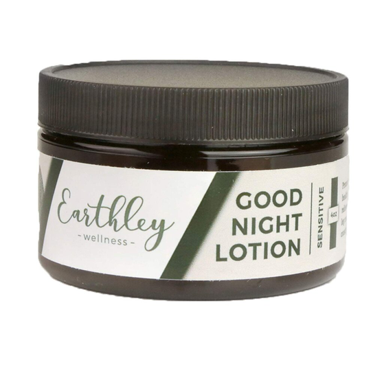 Earthley Wellness, Good Night Lotion, Magnesium Lotion, Apricot Oil, Shea Butter, Mango Butter, Candelilla Wax, Lavender Essential Oil, Vegan (Sensiti