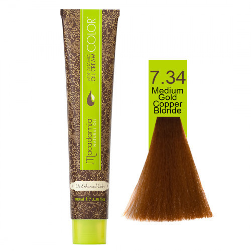 Macadamia Oil Cream Color 7.34 Medium Gold Copper Blonde
